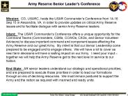 Mission: CG, USARC, hosts the USAR Commander