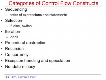Categories of Control Flow Constructs