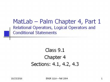 PPT – MatLab PowerPoint presentation | free to download - id: 7d804c-NTZmN