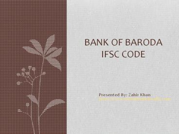 Bank Of Baroda IFSC Code