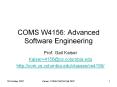 COMS W4156: Advanced Software Engineering PowerPoint PPT Presentation