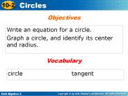 Write an equation for a circle.
