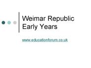 Weimar Republic Early Years