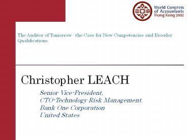 Reinventing the Auditor