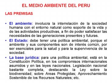EL MEDIO AMBIENTE DEL PERU