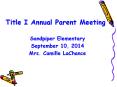 Title I Annual Parent Meeting PowerPoint PPT Presentation