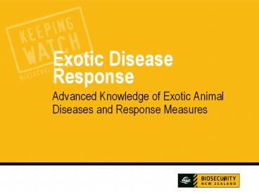 Advanced Knowledge of Exotic Animal Diseases and Response Measures
