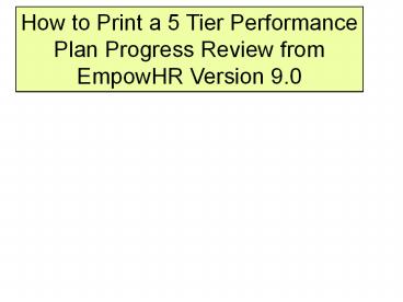 How to Print a 5 Tier Performance