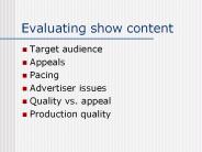 Evaluating show content