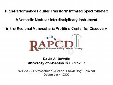 High-Performance Fourier Transform Infrared Spectrometer:
