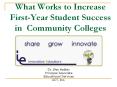 What Works to Increase First-Year Student Success in Community Colleges PowerPoint PPT Presentation