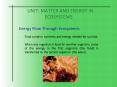 UNIT: MATTER AND ENERGY IN ECOSYSTEMS PowerPoint PPT Presentation