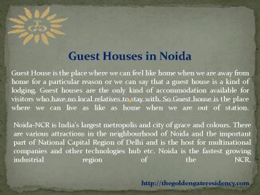 Guest House in Noida