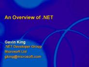 An Overview of .NET (for Academia)