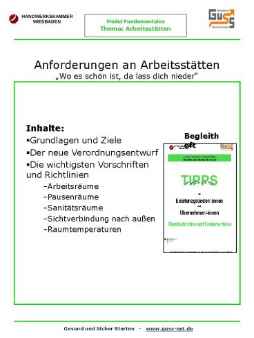 Anforderungen an Arbeitsst