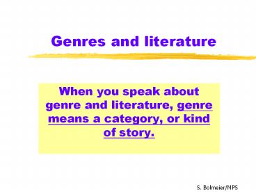 Genres and literature