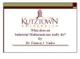 What does an Industrial Mathematician really do? By Dr. Francis J. Vasko PowerPoint PPT Presentation