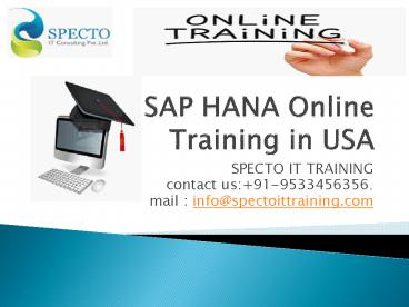 SAP HANA Online training in USA