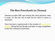 The Best Preschools in Chennai