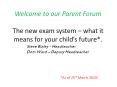 Welcome to our Parent Forum The new exam system  PowerPoint PPT Presentation