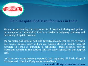 Plain Hospital Bed Manufacturers in India