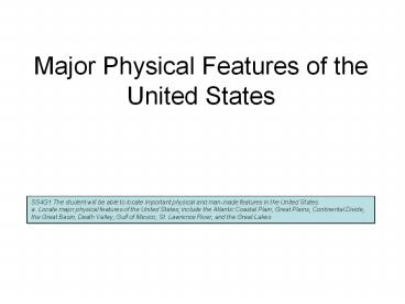 Major Physical Features of the United States