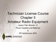 Technician License Course Chapter 5 Amateur Radio Equipment