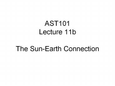 AST101 Lecture 11b The Sun-Earth Connection