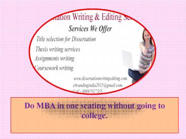 Do MBA in One Seating Without Going to College