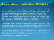 Reasons to Choose a Cardboard Boxes When Moving