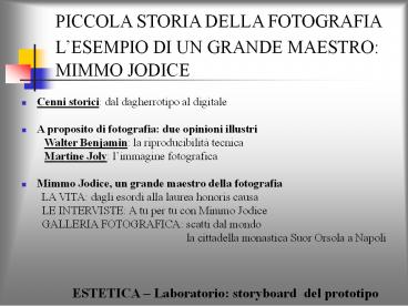 PICCOLA STORIA DELLA FOTOGRAFIA   L