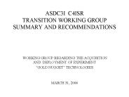 ASDC3I C4ISR TRANSITION WORKING GROUP SUMMARY AND RECOMMENDATIONS