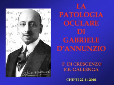 LA PATOLOGIA OCULARE DI GABRIELE D