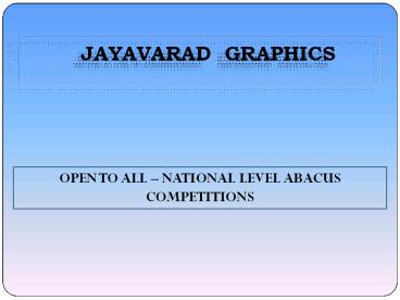 OPEN TO ALL – NATIONAL LEVEL ABACUS COMPETITIONS