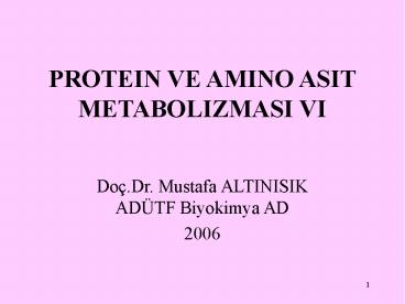 PROTEIN VE AMINO ASIT METABOLIZMASI VI