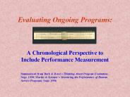 Evaluating Ongoing Programs: