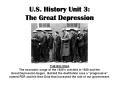 U.S. History Unit 3: The Great Depression PowerPoint PPT Presentation
