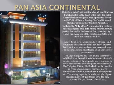 Hotel Pan Asia Continenetal