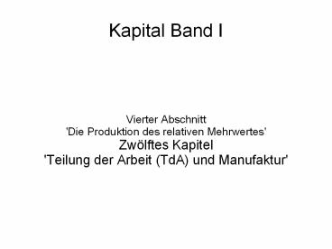 Kapital Band I