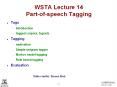 WSTA Lecture 14 Part-of-speech Tagging PowerPoint PPT Presentation