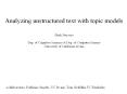 Analyzing unstructured text with topic models PowerPoint PPT Presentation