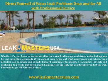 Water Leak Detection Services Folly Beach SC