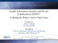 Health Information Security and Privacy Collaboration (HISPC): Calming the Waters Across State Lines  Presented by Alison K. Banger RTI International Presented at HIPAA Collaborative of Wisconsin Fall Meeting September 2008, Sheboygan, WI PowerPoint PPT Presentation