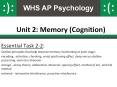 Unit 2: Memory (Cognition) PowerPoint PPT Presentation