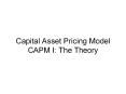Capital Asset Pricing Model CAPM I: The Theory PowerPoint PPT Presentation