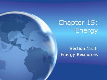 Chapter 15: Energy