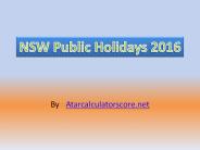 Public holidays 2016 NSW