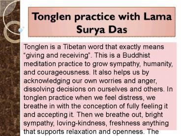 Tonglen practice with Lama Surya Das
