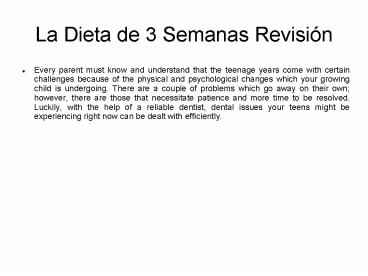 La Dieta de 3 Semanas Revisión