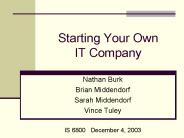 Starting Your Own   IT Company